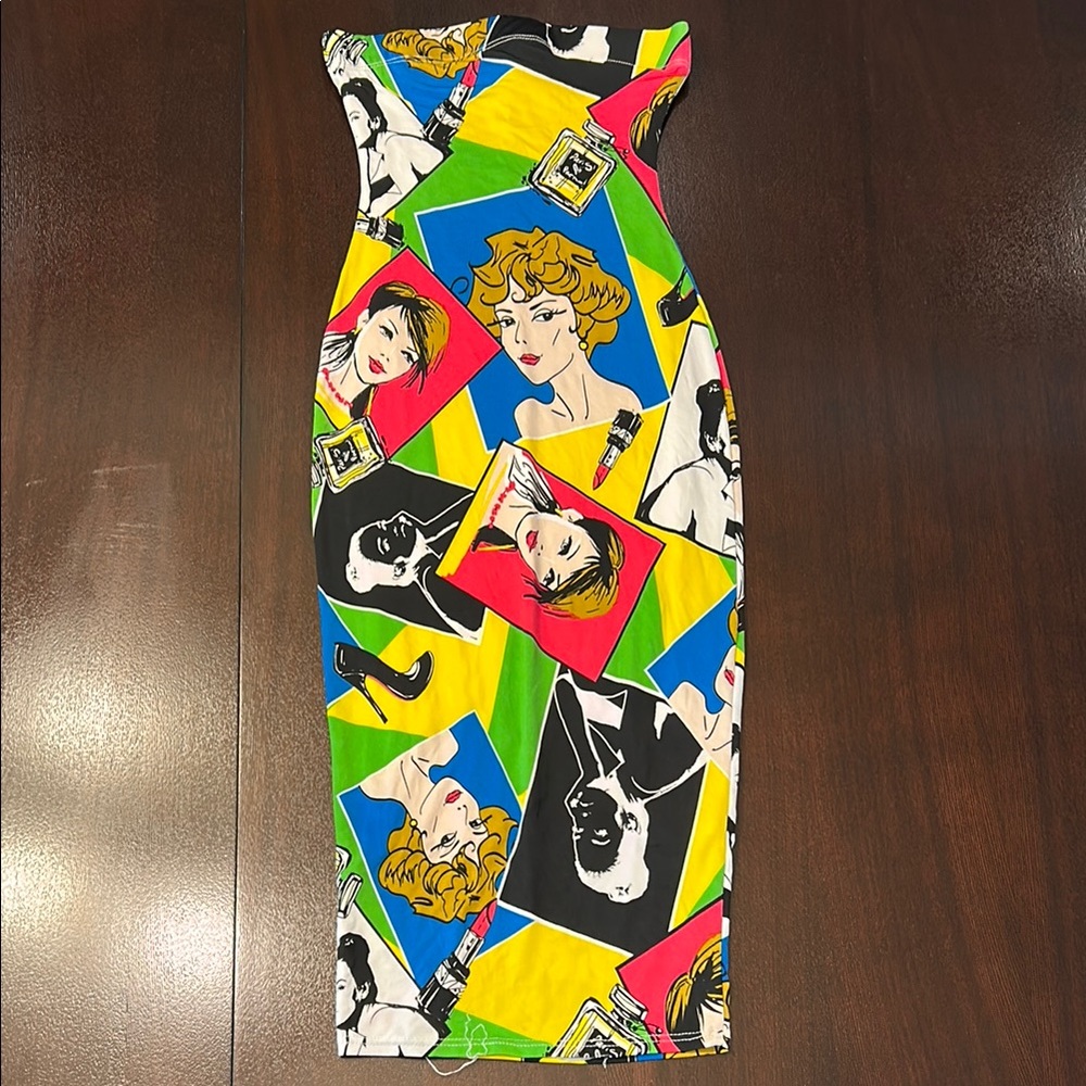 Fashion Nova Colorful Graphic Midi Dress